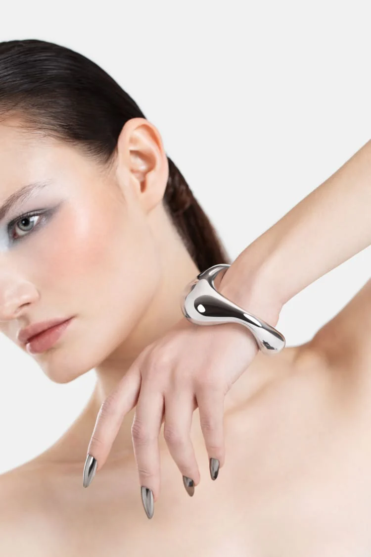 Bold Fluid Bracelet in Silver - Image 2