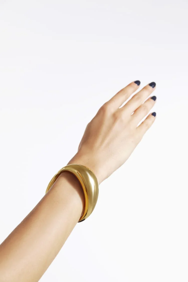 Gold Chunky Asymmetrical Closed Bangle Bracelet - Image 2