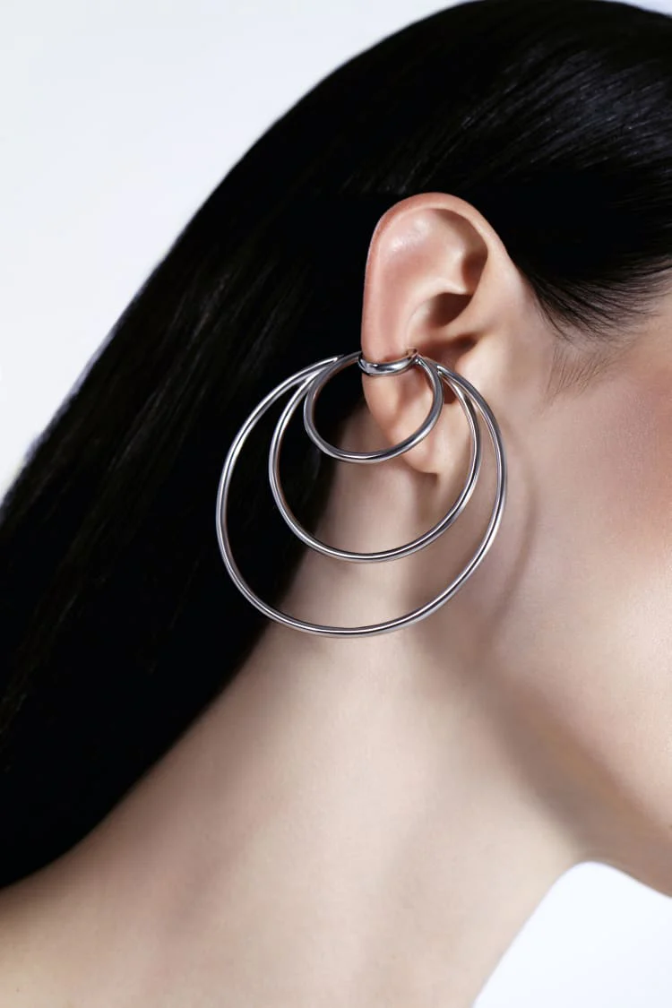 Silver Coils Hoop Ear Cuff - Image 2