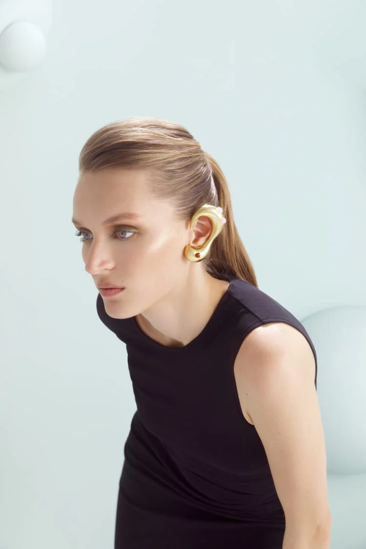 Gold Full Ear Jewelry with Stones - Image 2