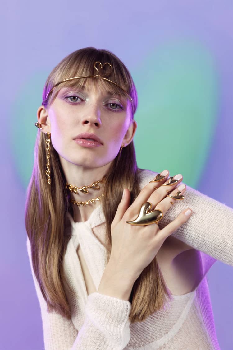 Gold Heart Shaped Love Midi Ring - Image 2