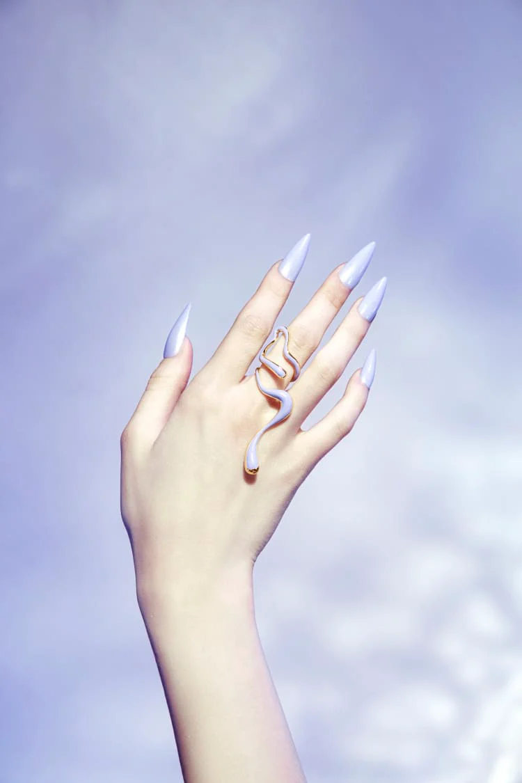 Large Gold and Lilac Liquid Ring