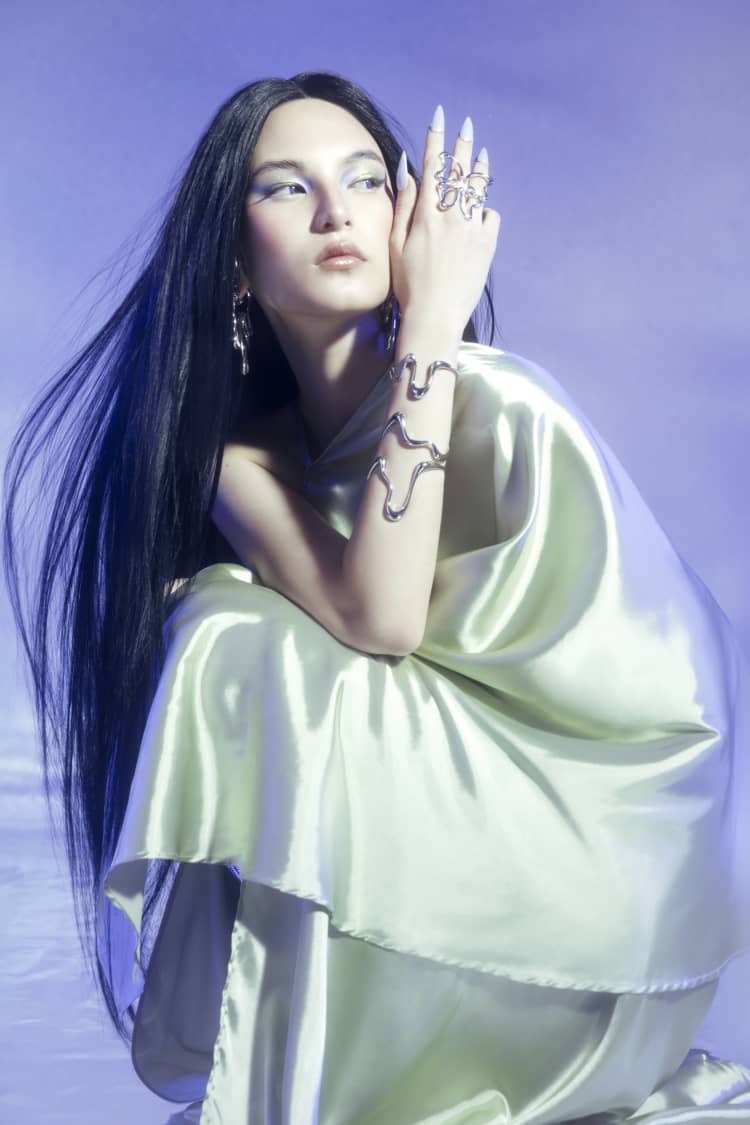 Silver Liquid Bangle Bracelet - Image 4